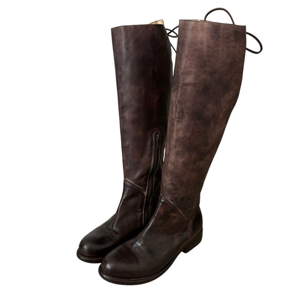 Bed Stu Manchester Boots Brown Leather Tall Equestrian Heel Lace Up Size 7.5 - Picture 11 of 11